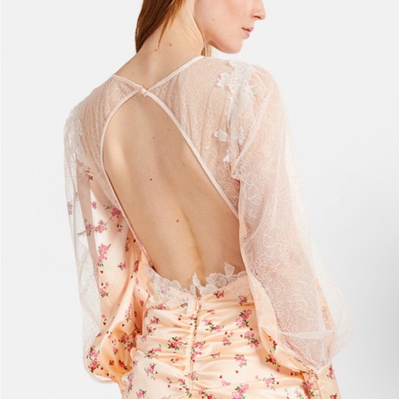 For Love And Lemons Blush Floral Long Sleeve Dress - Picture 2 of 3